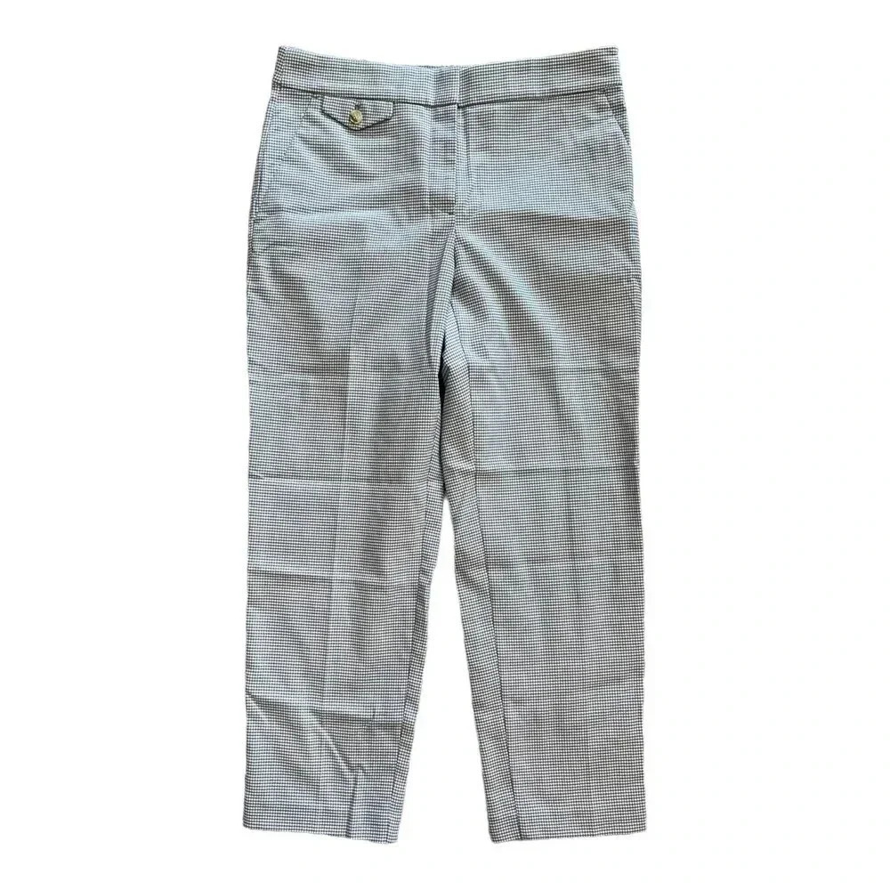 Loft Blue Herringbone Cropped Business Slacks 6
